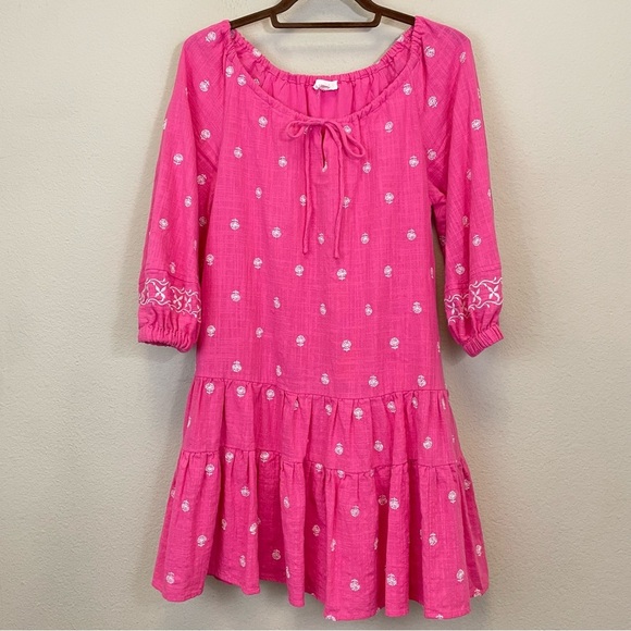 a loves a Dresses & Skirts - A loves a Pink Embroidered Bohemian Tiered Mini Dress Size XS